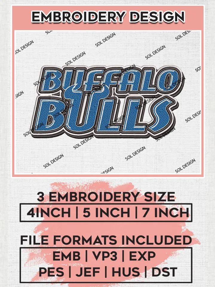 NCAA Buffalo Bulls College Football Team Wordmark Logo embroidery designs, NCAA Buffalo Bulls Logo Machine embroidery designs, NCAA Team Logo embroidery designs, NCAA Game Day Machine embroidery designs, Digital Download