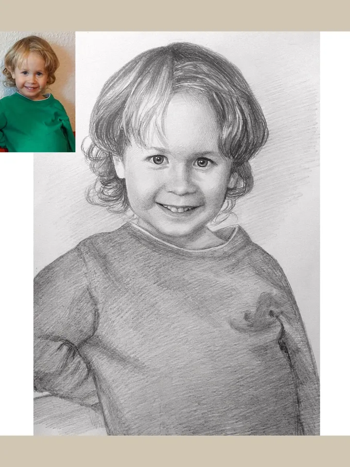 Pencil baby portrait to order from photo | Custom portrait of a girl with graphite pencils | Handcrafted Custom pencil drawing from photo
