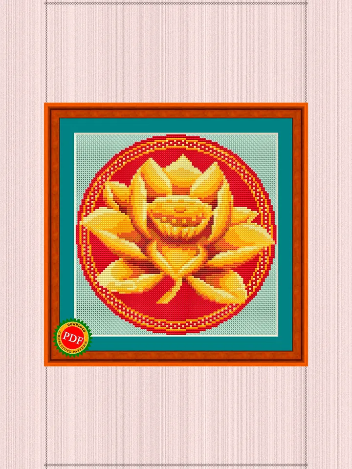 Lotus Flower Cross Stitch Pattern | Sacred Lotus