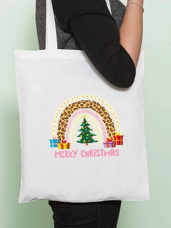Christmas leopard rainbow cross stitch pattern PDF download, Christmas tree cross stitch, Christmas pattern digital PDF, Handmade gift #N137