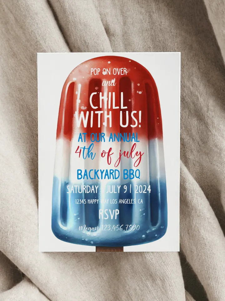 4th of July Party Invitation Template, Printable Fourth of July BBQ Invitation, BBQ Invitation, Editable Patriotic Instant Download
