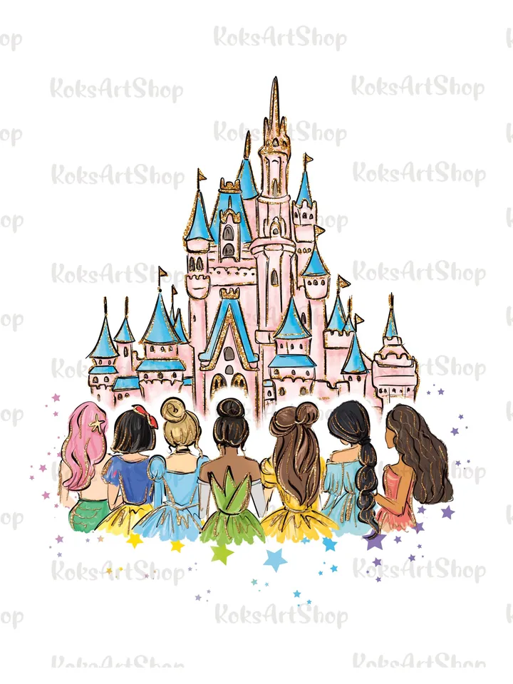 All princess Watercolor Princess PNG, Princess clipart png, Family vacation clipart, Family vacation png, Family trip, All princess design