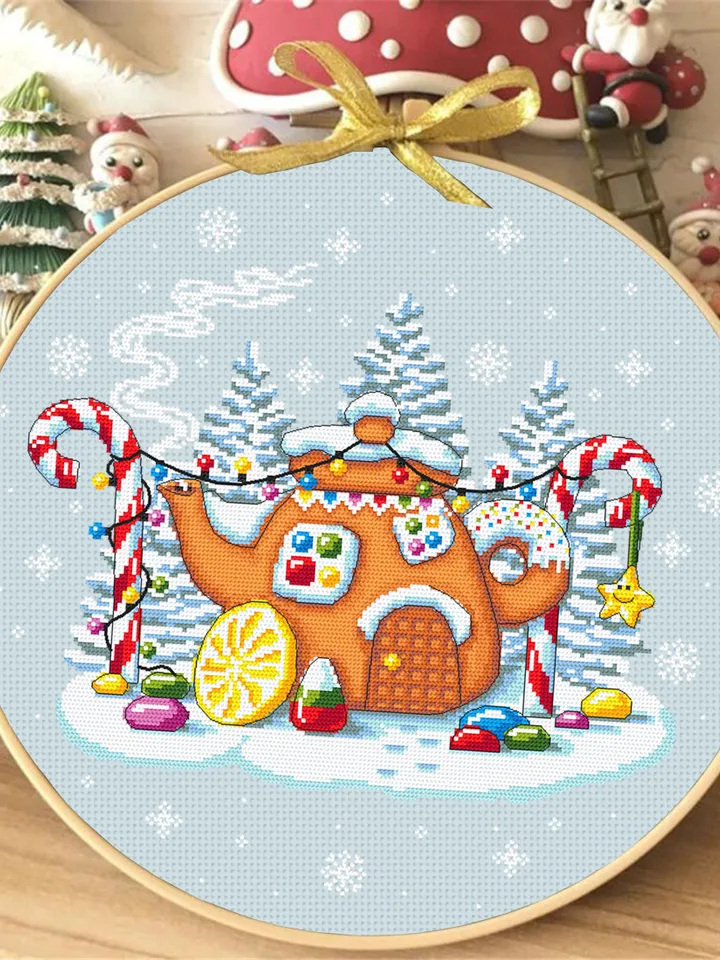 Christmas Gingerbread house cross stitch pattern download PDF Fairy house cross stitch, Winter magic cross stitch Sweet Christmas candy #N84