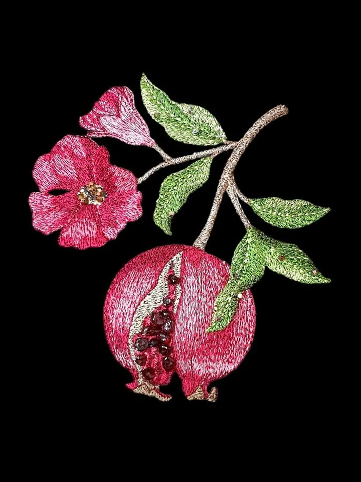Set of Machine Embroidery Designs in Artistic Surface Technique Juicy Pomegranate machine embroidery pattern digital embroidery