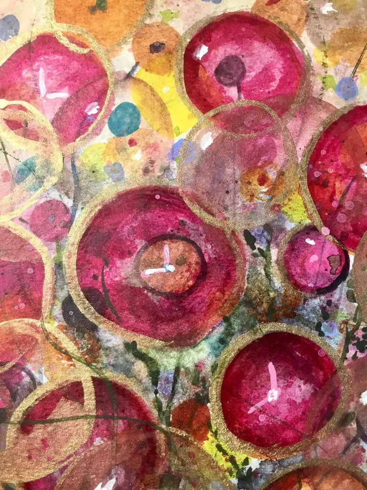 Flowers in a vase fantasy,original watercolor painting,colourful fantasy flowers wall art,home decoration,gift