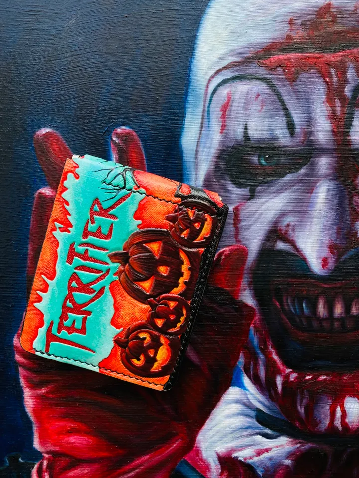 Wallet money clip leather Terrifier Art the Clown original handmade