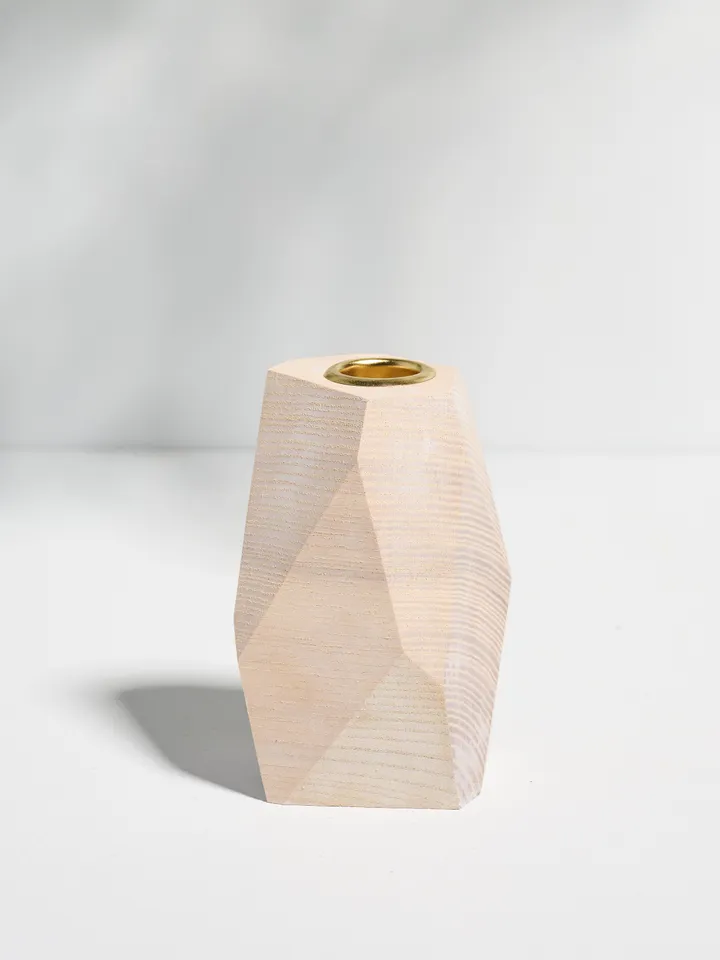 White Geometric Tapered Candlestick Holder