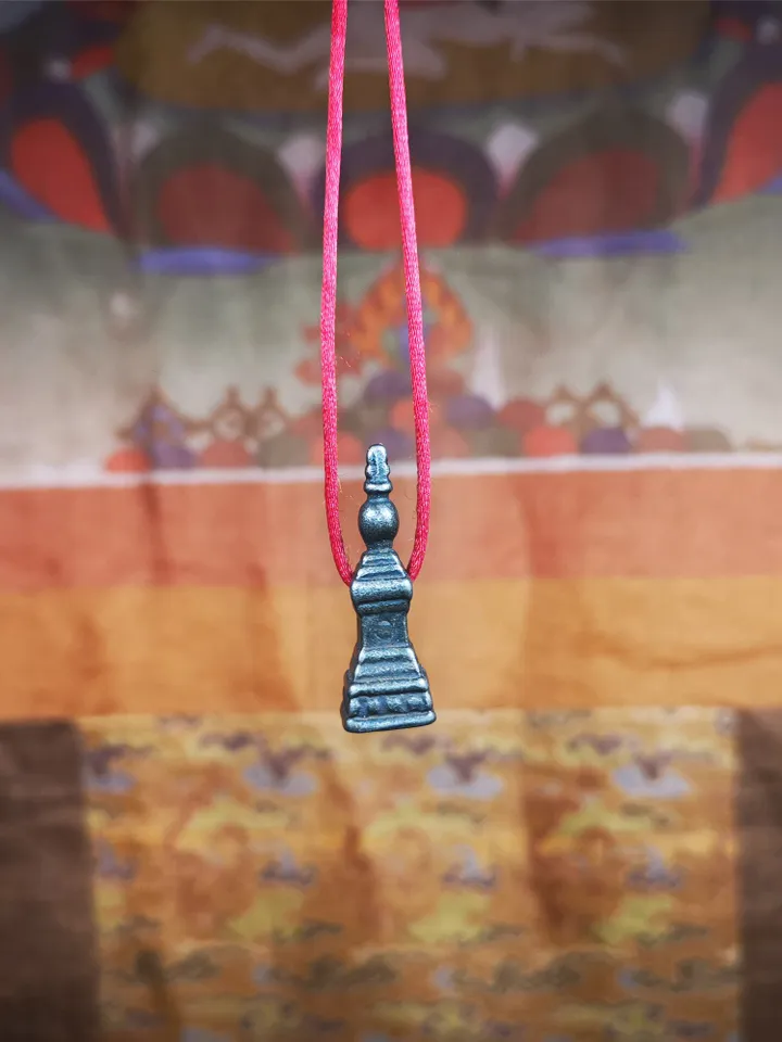 Gandhanra Handmade Tibetan Buddhist Amulet,Stupa,Pagoda,Buddhist Tower Pendant,Made of Cold Iron,1.22 inches