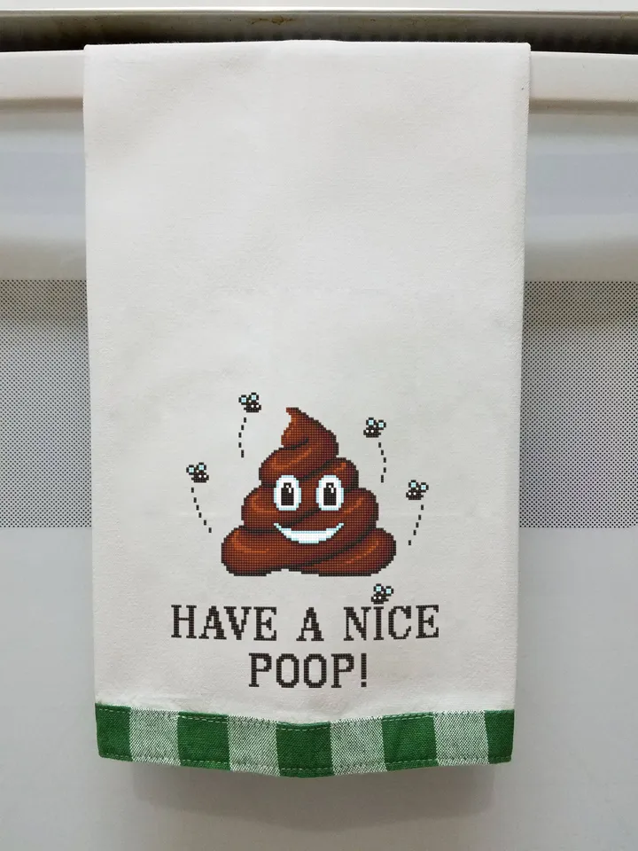Poop emoji cross stitch pattern Have a nice poop Instant download PDF, Funny cross stitch quote, Kawaii cross stitch chart, Home decor #Q5