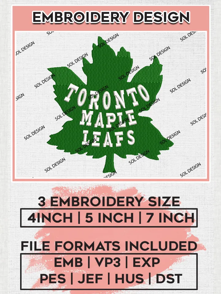 NHL Toronto Maple Leafs Team Green Mascot Logo Embroidery Design, NHL Toronto Maple Leafs Logo Embroidery Files, Hockey Team Machine Embroidery, Machine Embroidery Design