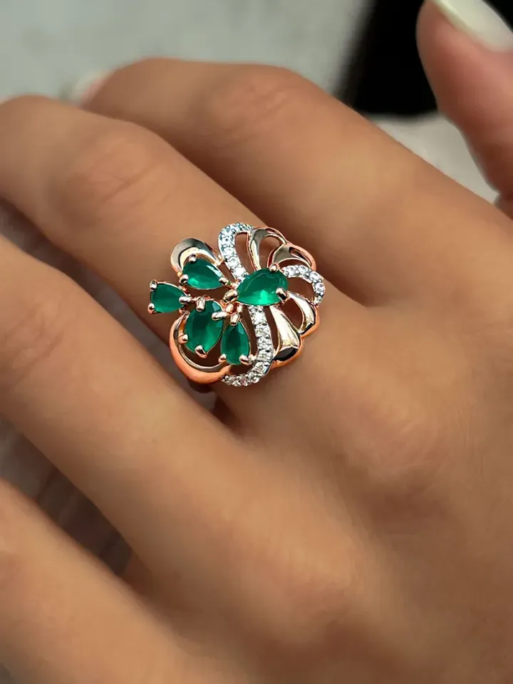 Ring Silver gold plated 925 assay value with quartz agate