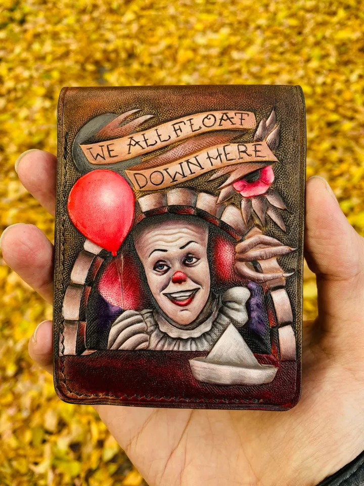 Wallet Genuine brown leather Pennywise 1990 It original handmade