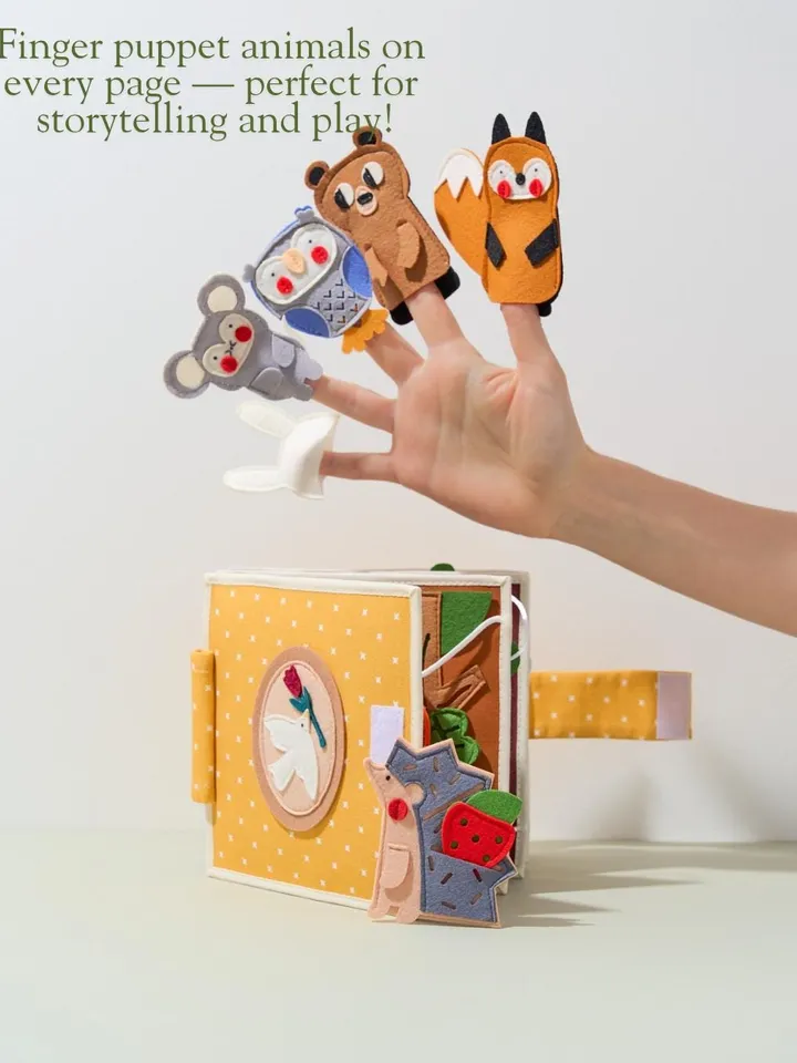 Quiet Book for Boys Age 1-5, Forest Animals Felt Toy, Handmade Toddler Activity Book, Montessori Sensory Toy, Educational Gift, Kinderkrama