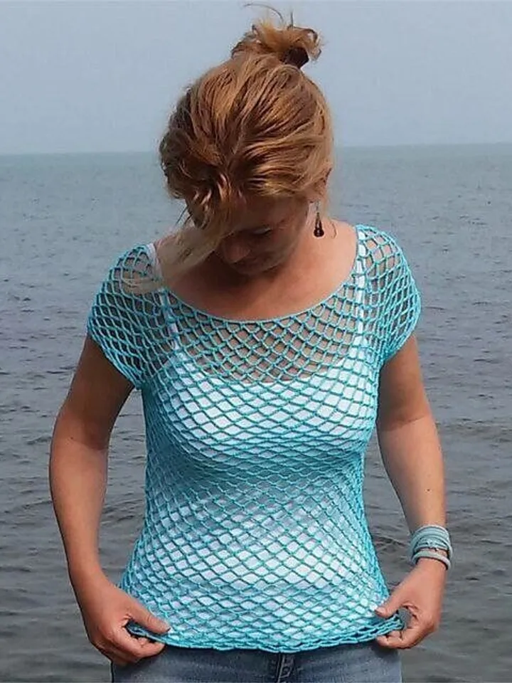 Mesh crochet top, top mesh crochet pattern , easy crochet top pdf