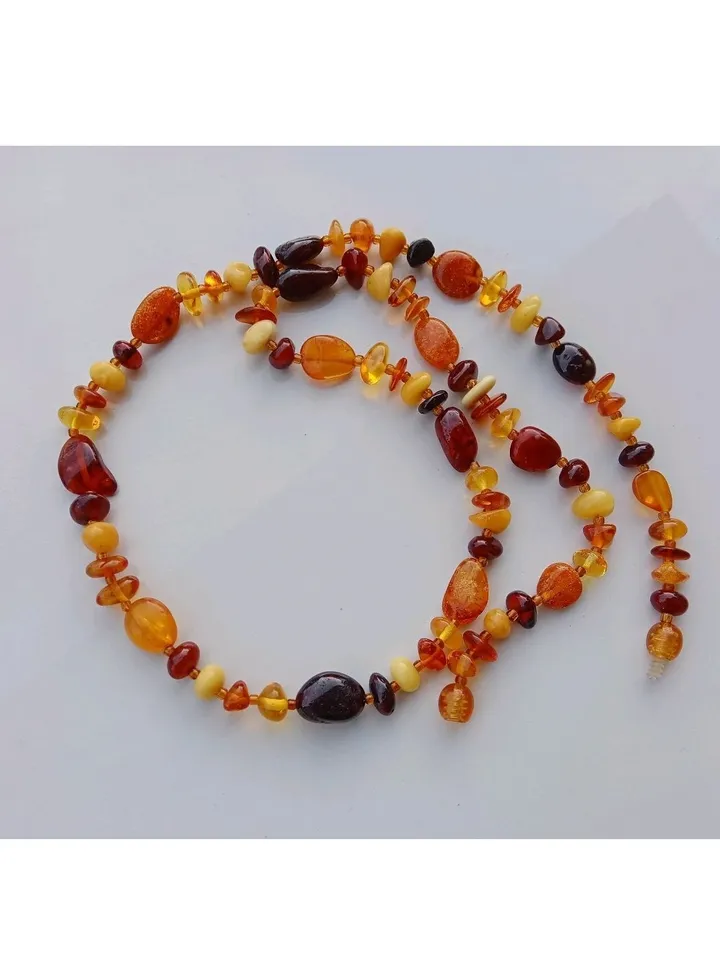 Healing Amber Necklace Baltic Amber Jewelry Multicolor Bright colorful Natural Amber Gem stone Beads Necklace Birthday Christmas 
Gift for women mom Everyday and Holiday Autumn Summer handmade jewelry