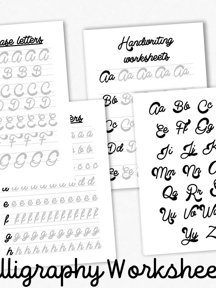 Calligraphy Worksheets,Handwriting
Practice,Printable Template,Traceable