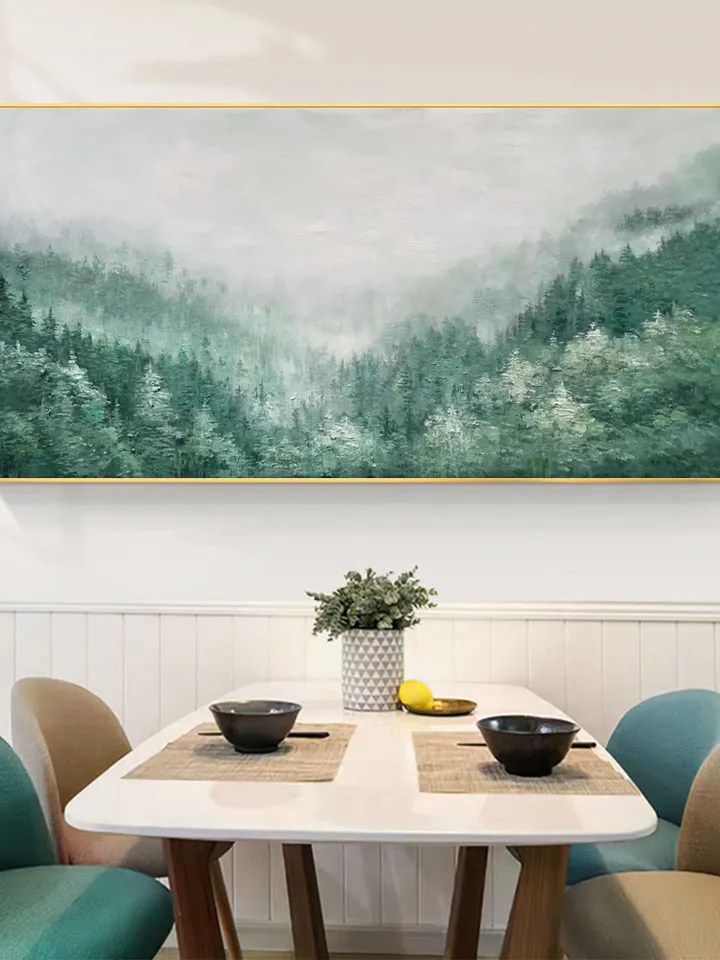 Original Green Forest Painting on Canvas Custom Painting Texture Wall Art Personalized Gift Giant Trees Nature Scenery Art Modern Home Decor