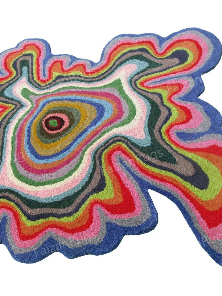Multi Color | Irregular Shaped Hand-Tufted Vibrant Colors Wool Rug | Handmade Area Rug for Home, Bedroom, Living Room, Kids Room, Custom Rug