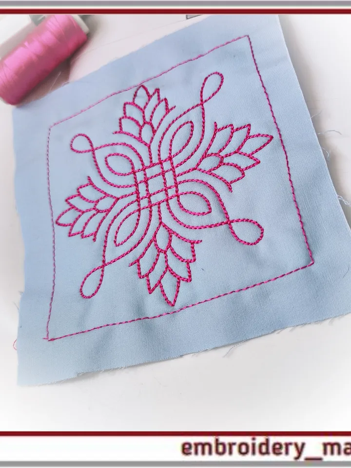 Quilt Block 41 Quilting with floral plant patterns Machine Embroidery Designs
