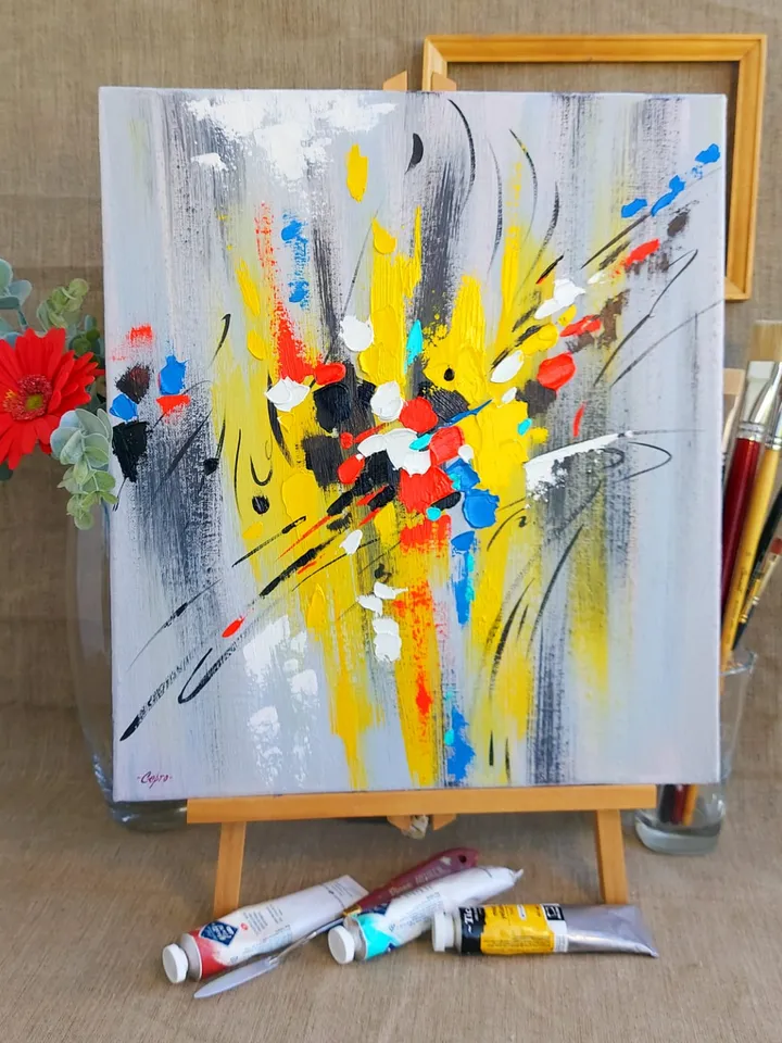 Abstract oil painting "Motion" 40x35 cm\ 16x14 inches.
