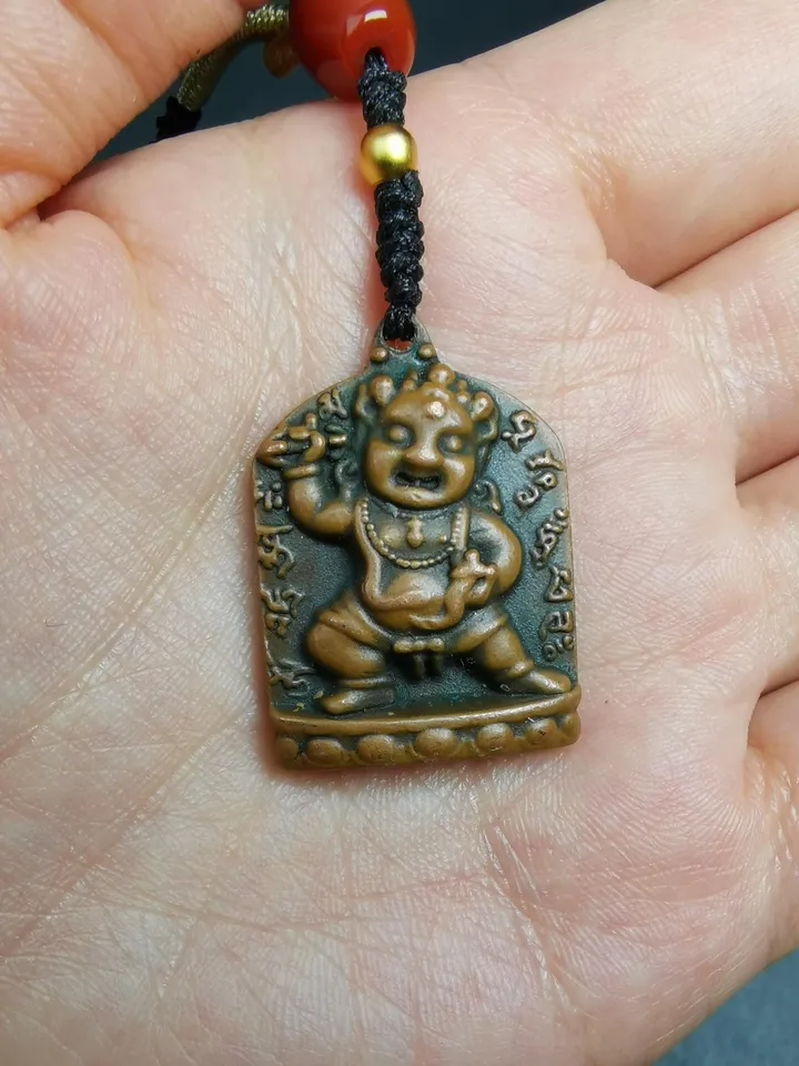 Gandhanra Vintage Tibetan Buddhism Statue Pendant,Vajrapani Amulet Badge,the Protector and Guide of Gautama Buddha,Made of Copper