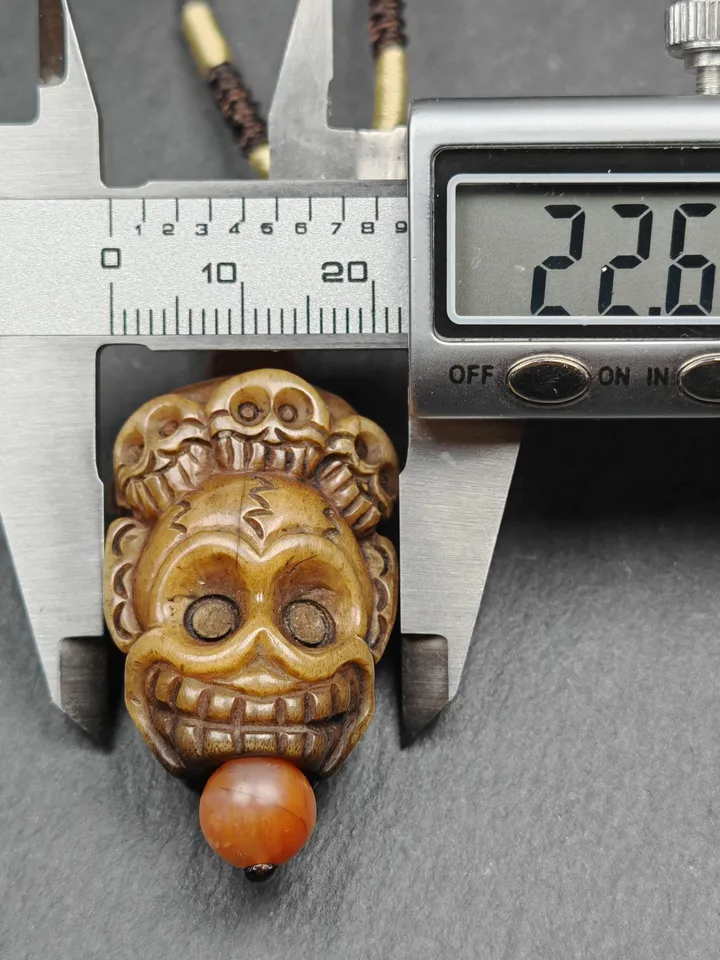 Unique Citipati Skull Protective Charm,Gandhanra Vintage Tibetan Amulet,Spiritual Necklaces,Made of Deer Antlers and Kapala