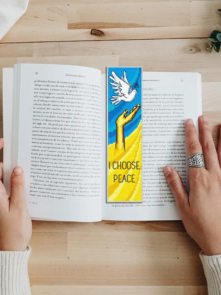 Bookmark Ukraine cross stitch pattern PDF Handmade bookmark I Choose Peace cross stitch quote Peace sign Modern xstitch chart #B33