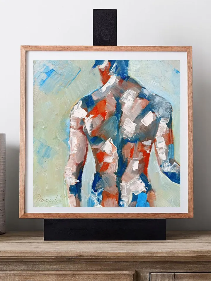 Gay Body Painting Male Original Art Men Abstract Wall Art 8x8 Gay Wall Decor Gifts for Him Personalized Gifts by ArtProkopaloSv