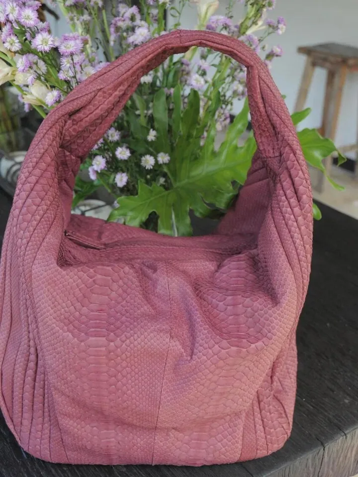 Big Soft Hobo Classy Sport Woman Stitched Bag | Purse Genuine Python Skin |wine Big Elegant Leather Designer Soft Bag Snake | reptile hobo