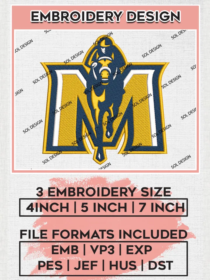Murray State Racers Logo Machine Embroidery Design, NCAA Murray State Racers Embroidery Design Design files, NCAA Embroidery Designs, NCAA Machine Embroidery Designs, Digital Download