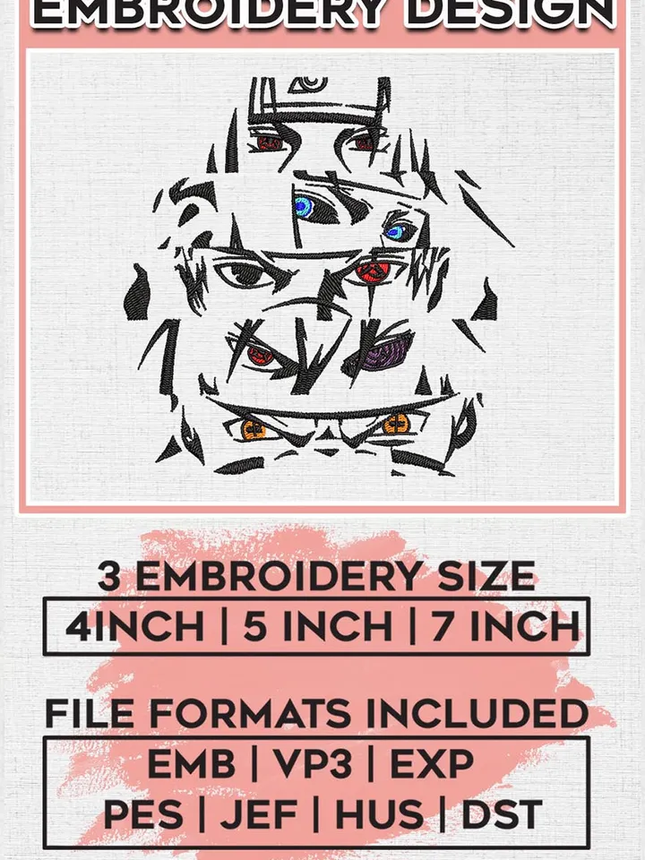 Naruto All Eyes On Me Embroidery Designs / Anime Eye Logo Embroidery Files / Machine Embroidery Pattern EMB_ANIME_47