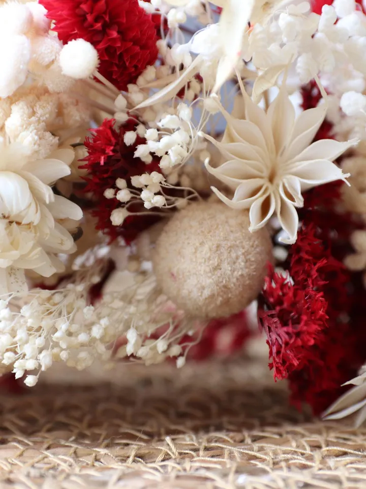 Natural Dried Flower Wedding Crown & Bouquet Set, Wedding Hair Accessories, red wedding crown, elegant flower crown