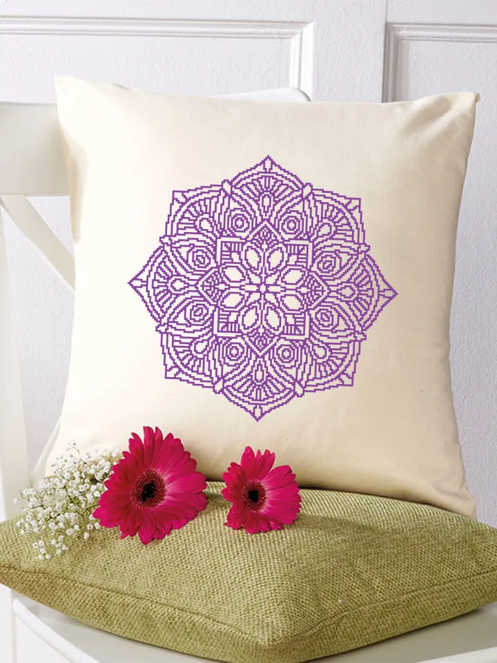 Mandala set cross stitch pattern download PDF Monochrome mandala cross stitch chart, Floral ornament hand embroidery PDF, Home decor #S14