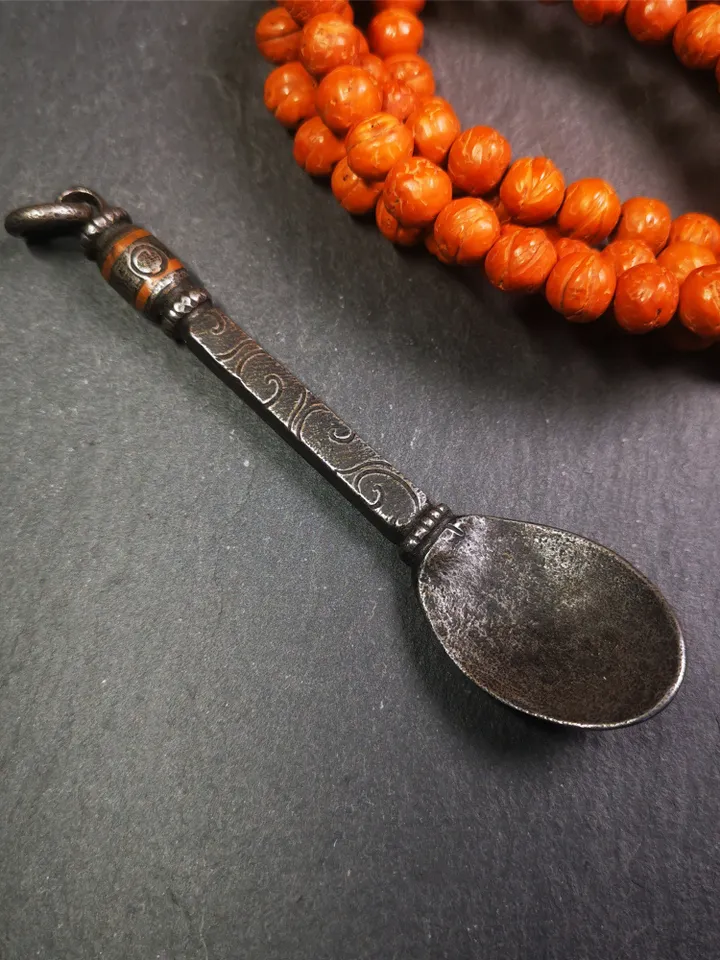 Gandhanra Handmad Tibetan Buddhist Tsog Offering Spoon,Serving Ritual Implement for Worship Ceremony,4.0" Length