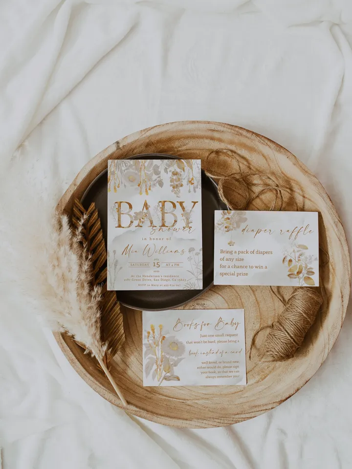 Rustic Autumn Baby Shower Invitation Suite; Boho Autumn Baby shower; Autumn Flowers baby shower; editable template; Fall; Rustic Autumn