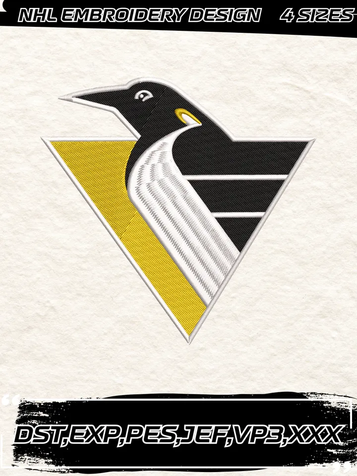 Pittsburgh Penguins Jersey Logo Embroidery Designs,NHL Logo Embroidery Files, Machine Embroidery Design File, 4 Sizes,Digital Download