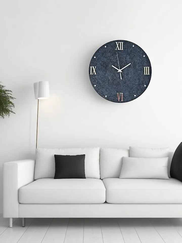 Large gray stone wall clock 40 cm Modern wall clock Unique clock Silent clock