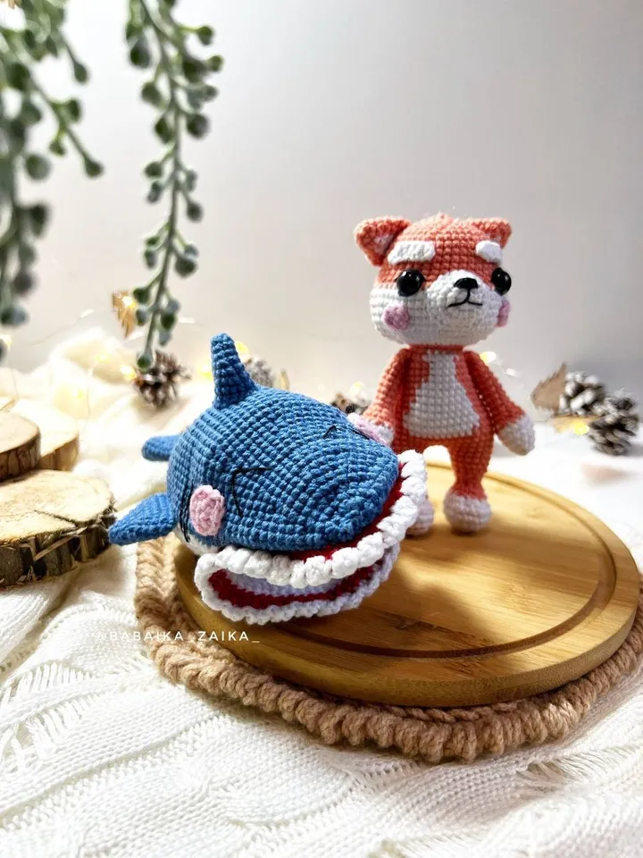 PDf Shark Dog Crochet pattern, Amigurumi Shark, Crochet Shiba Inu Pattern, Crochet Puppy, Amigurumi Shiba, Crochet Cute Dog Amigurumi