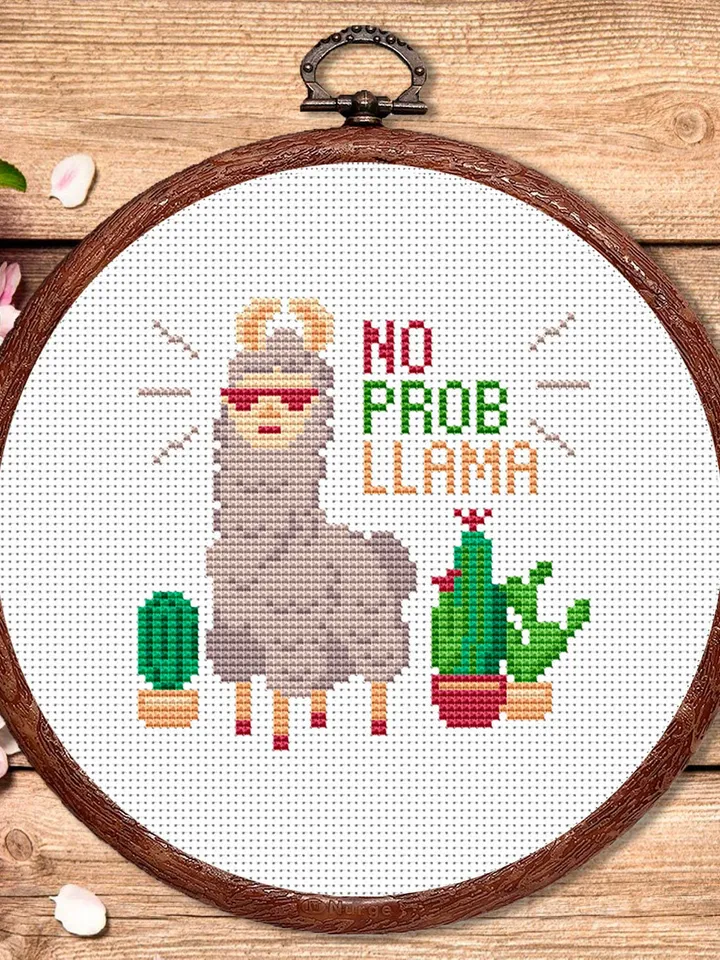 No Prob Llama Cross Stitch Pattern, Animals Cross Stitch, Embroidery Lama, Llama xStitch, No Drama Lama Pattern,Modern Cross Stitch #anm032