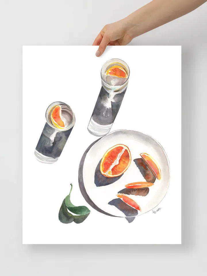 Watercolor Cocktail Orange Wall Art Still Life Print, Watercolor Drink, Modern Food Art, Modern Kitchen Decor, Bar Cart Art,Minimalist Decor