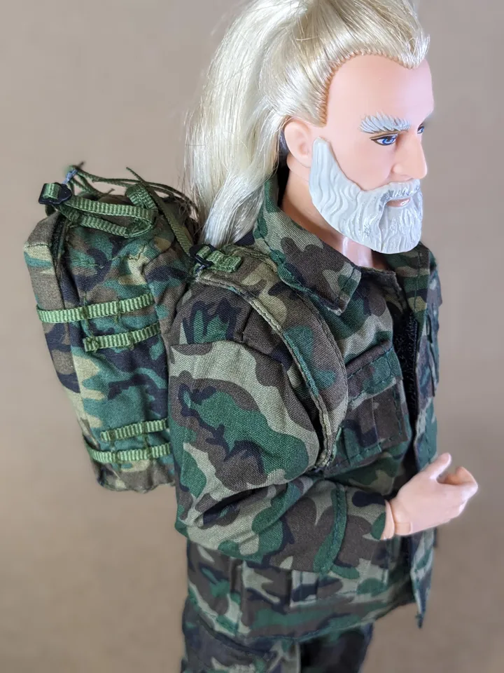 Military-style camo backpack for 12-inch fashion male dolls