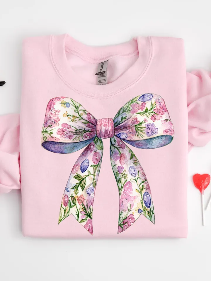 Spring Easter Coquette Bow Fluffy Bunny PNG, Retro Easter Png, Easter Bunny Png, Floral Spring Png, Pink Easter Shirt, Bunny Bow Png, Easter