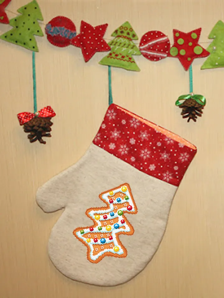 Gingerbread Christmas tree cross stitch pattern PDF Christmas gingerbread cross stitch chart, Small Christmas pattern download PDF #N89
