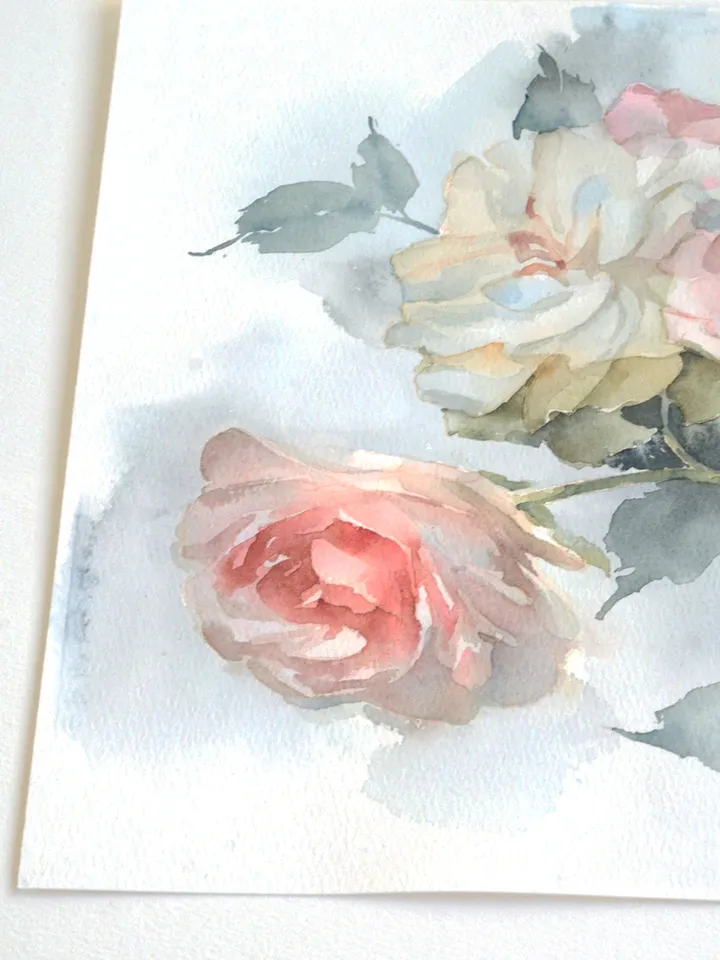 Delicate roses in watercolor Original art Flowers painting by Yulia Evsyukova