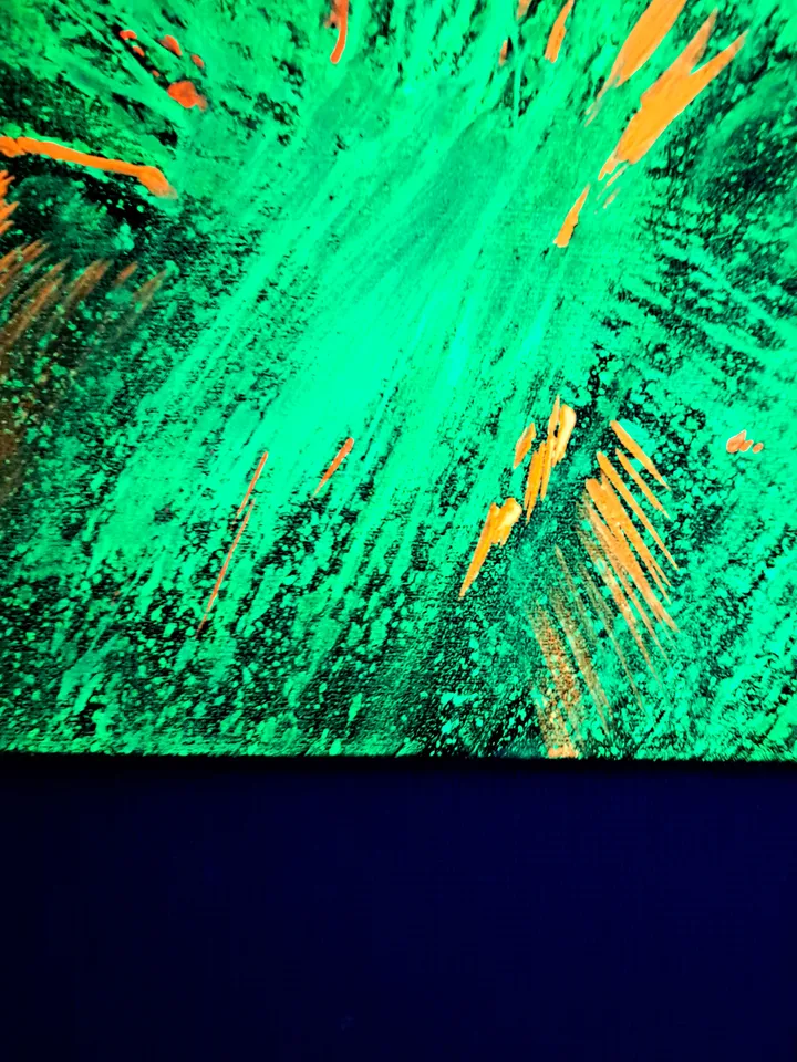 Neon painting "Chaos" abstract art modern art original black light painting on canvas
