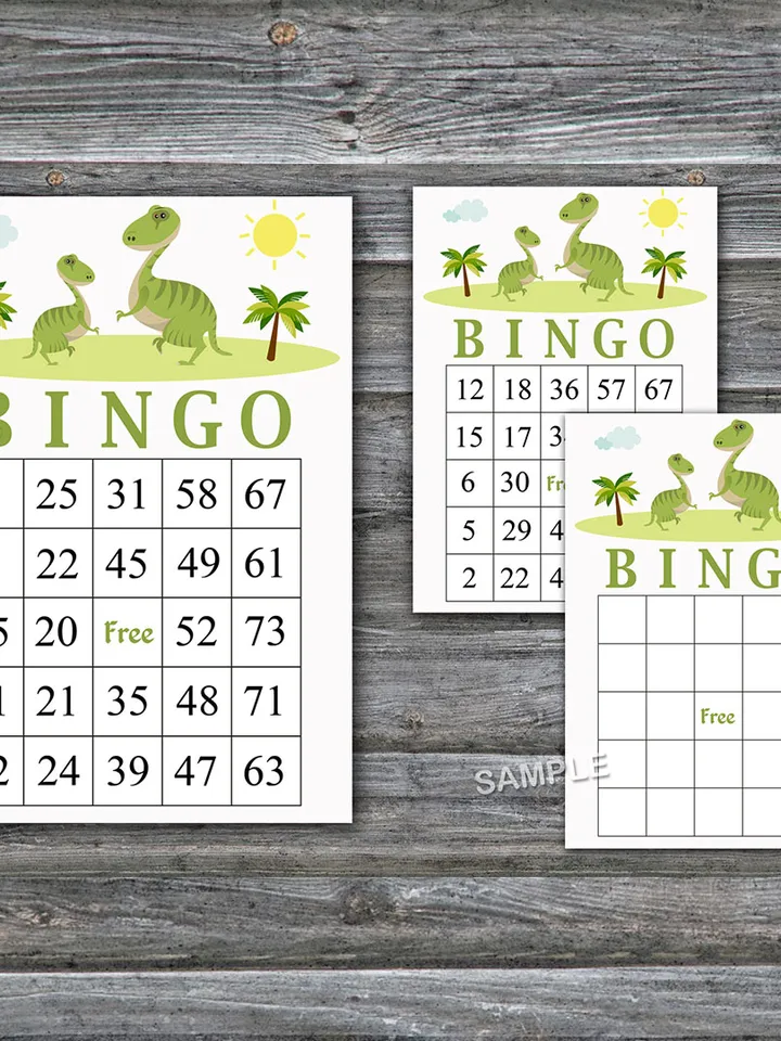 Dinosaur bingo cards,Dinosaur bingo game,Dino Printable bingo cards,60 Bingo Cards,INSTANT DOWNLOAD--371