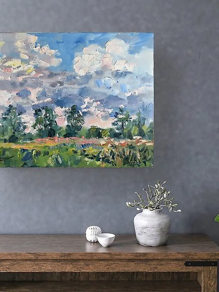 Nature Painting Landscape Artwork Clouds Original Art Impressionism