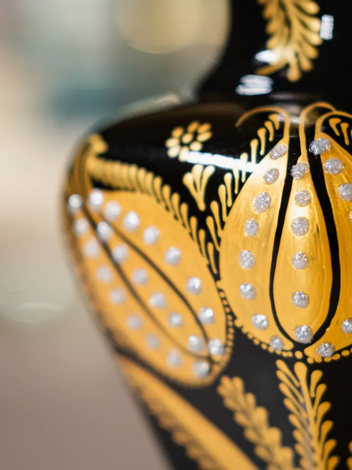 Black and Gold Handmade Vase | Decorative Modern Vase for Luxury Home Decor