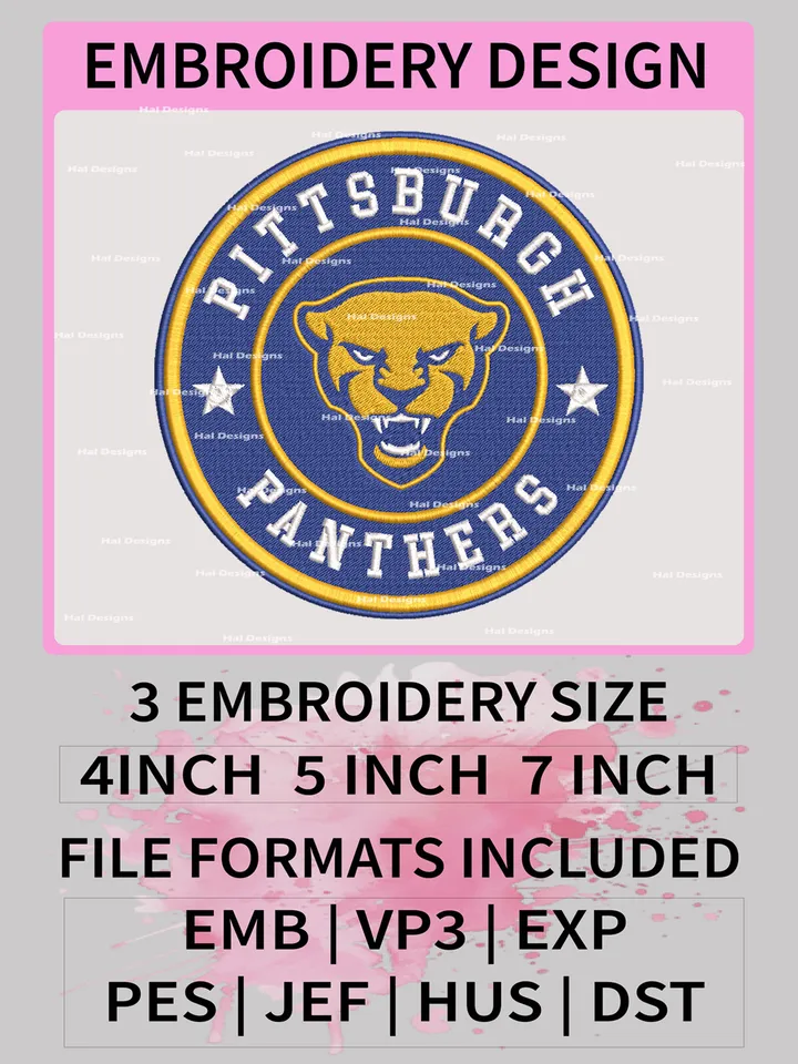 NCAA Pittsburgh Panthers Embroidery File, 3 Sizes, 6 Formats, NCAA Machine Embroidery Design, NCAA Logo, NCAA Teams