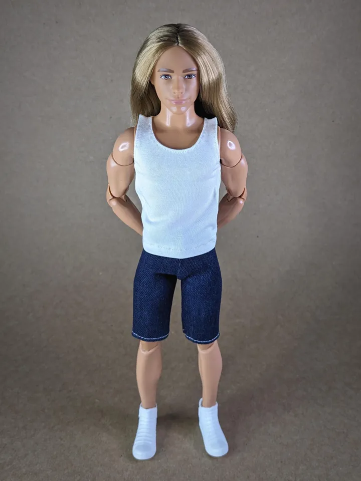 Navy denim shorts for for 12 inch fashion male dolls